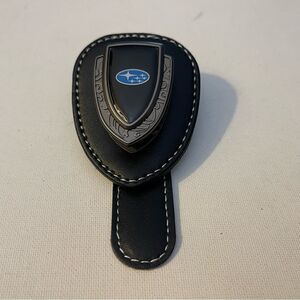 Subaru Logo Sunglass Holder for Car Black PU Leather NWT